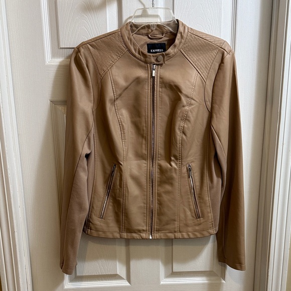 Express Women's Tan (minus the leather) Jacket - Picture 1 of 8